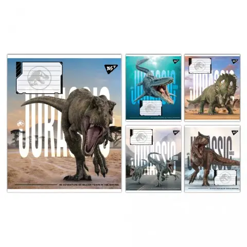 Зошити учнівські 12 аркушів клітинка Yes JURASSIC WORLD ALIVE, 25 шт. в упаковці