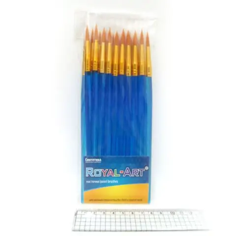 Пензель нейлон кругла, 18.5 см, №8, пластикова ручка, 20 шт. в упаковці, 7618RA