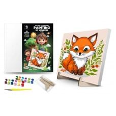 Картина за номерами для дітей Qbee "Лисичка" з дерев'яною підставкою 25х25 см QB900-066/QB901-066