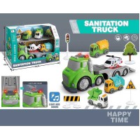 Трейлер 3 машинки інерція гелікоптер муляжі музика підсвічування 98-333A