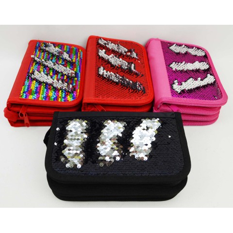 Пенал із паєтками двосторонній, 3 відділення (В асортименті)