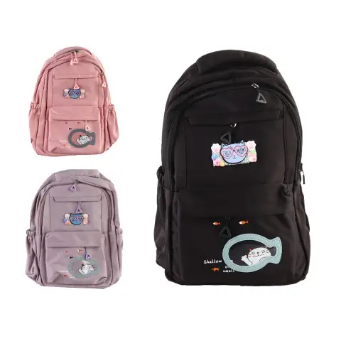 Рюкзак підлітковий, 4 блискавки, потайний карман, Котик, 0272 (В асортименті)