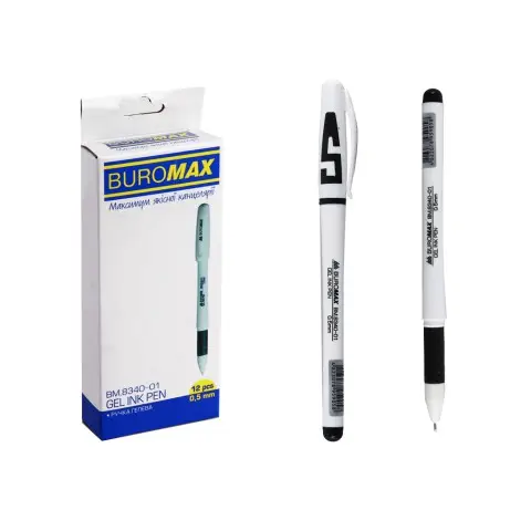 Набір гелевих ручок BUROMAX SYMPHONY 12 шт чорний BM.8340-01