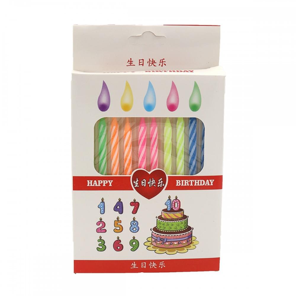Набір свічок для торта "Кольоровий вогонь", карт. уп.10шт
