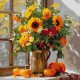 Картина за номерами Осінній букет із соняхів Ideyka 40×40 см КНО5740