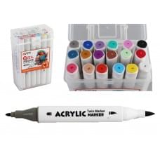 Набір скетчмаркерів акрилових двосторонніх Aodemei 18 кольорів у пластиквому боксі 6141-18M