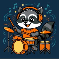 Картина за номерами дитяча Єнот з барабанами Ideyka 25×25 см КНО1310