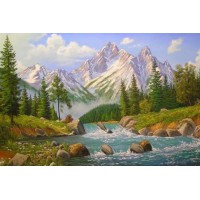 Алмазна мозаїка на підрамнику Гори 40×50 см 71175_BGLE