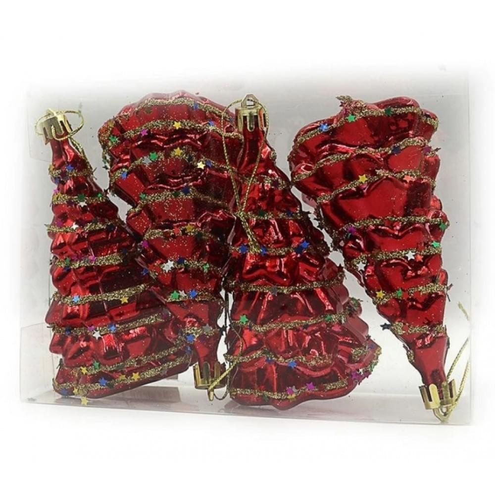 Елочные украшения "Елки" 4шт PVC 1шт/этик