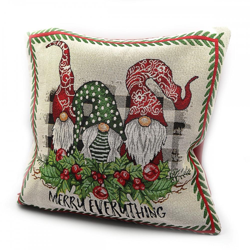 Наволочка новогодн. хлопок "Гномы" 45*45см 1шт/этик