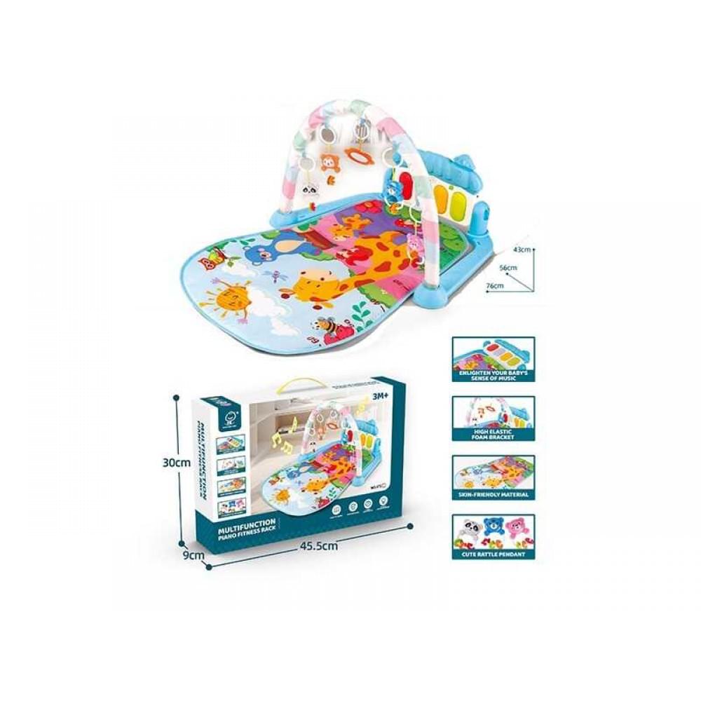 Килимок піаніно, мелодії, підсвічування, 4 брязкальця, дзеркальце, в кор. 46*9*30 см/24/