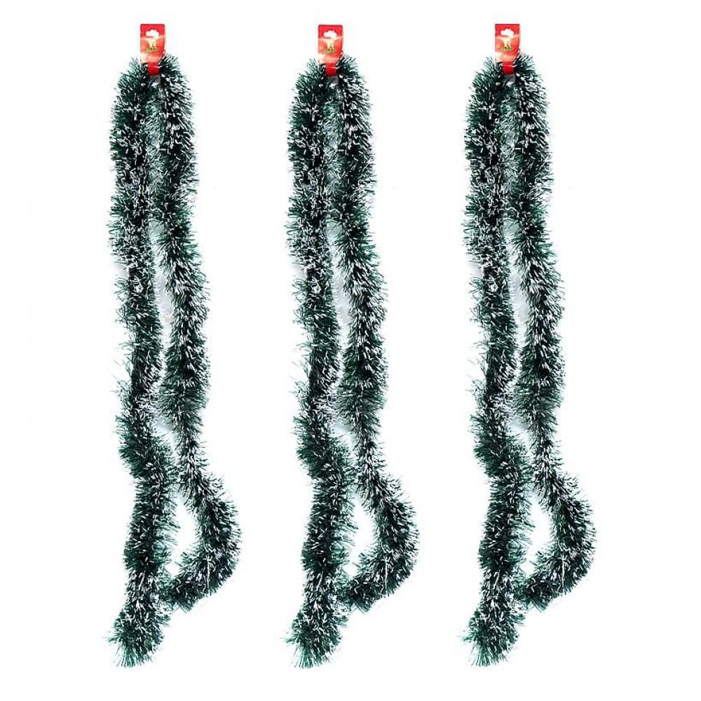 Дощик новорічний зелений з білим 2м, діаметр 9см, набір з 10-ти штук 6279-9W(116181)