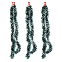 Дощик новорічний зелений з білим 2 м діаметр 9 см набір 10 шт 6279-9W