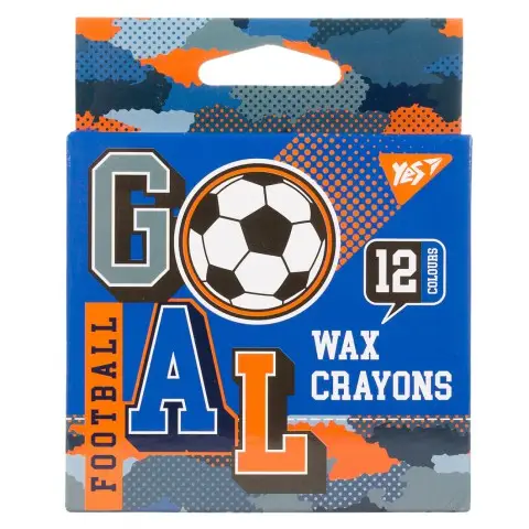 Карандаши восковые цветные Yes Football, 12 шт.