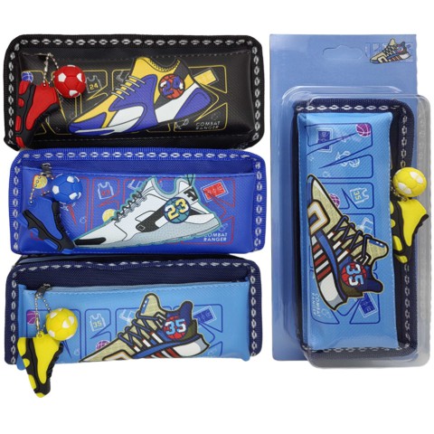 Пенал-косметичка із підвіскою М’яч-кросівок, 2 змійки, 2526 (В асортименті)