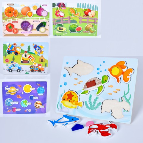 Дерев’яна іграшка Рамка-вкладиш пазли, 30x22.5x1.5 см (В асортименті)