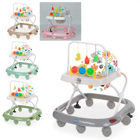 Ходунки, дуга із підвісками, колеса 8 шт., 2 стопори, музика, світло, на батарейках