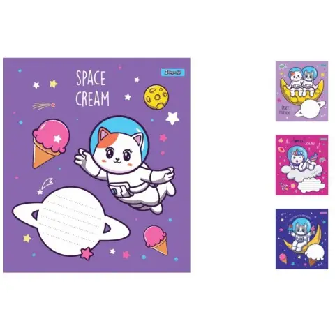 Зошити учнівські 12 аркушів лінія. 1В Space friends, 25 шт. в упаковці