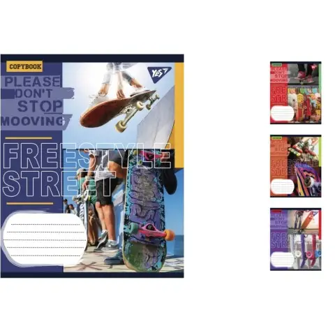 Зошити учнівські 36 аркушів лінія. YES Freestyle street, зошит дя записів 15 шт. в упаковці