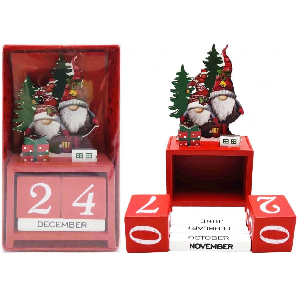Вічний календар настільний дерев'яний "Новорічний-Гноми" 13.5*7см (1*120)