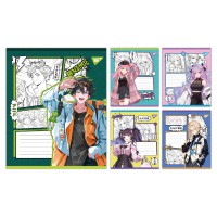 Зошити учнівські 18 аркушів клітинка Yes Anime teenagers, 25 шт. в упаковці