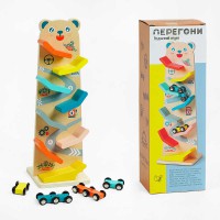 Трек WToys, 8 спусків, 4 машинки, дерев’яний