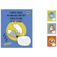 Зошити учнівські 12 аркушів клітинка. 1В Love cats, 25 шт. в упаковці