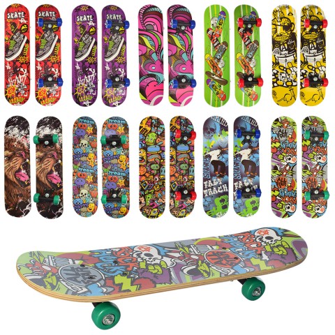 Скейт, 43x13 см, підвіска, PVC колеса, 7 шарів, MS0324-4 (В асортименті)