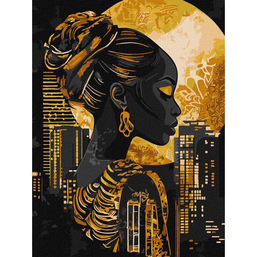 Набір для розпису по номерах "Золото ночі з фарбами металік extra" Ideyka 30х40см КНО8644