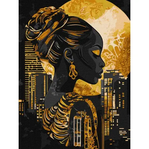 Картина за номерами Золото ночі з фарбами металік extra Ideyka 30×40 см КНО8644