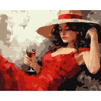 Набір для розпису по номерах Дівчина в капелюсі, 40x50 см, КНО8358