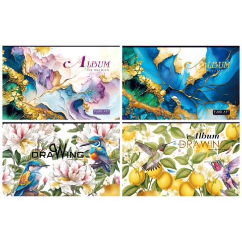Альбом для малювання А4, 30 аркушів, 100 г/м², на скобі, дизайн 24128-24131