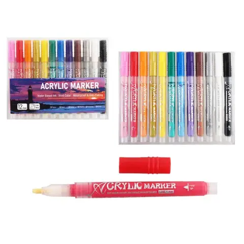 Набір акрилових маркерів, 12 кольорів, 12 шт.