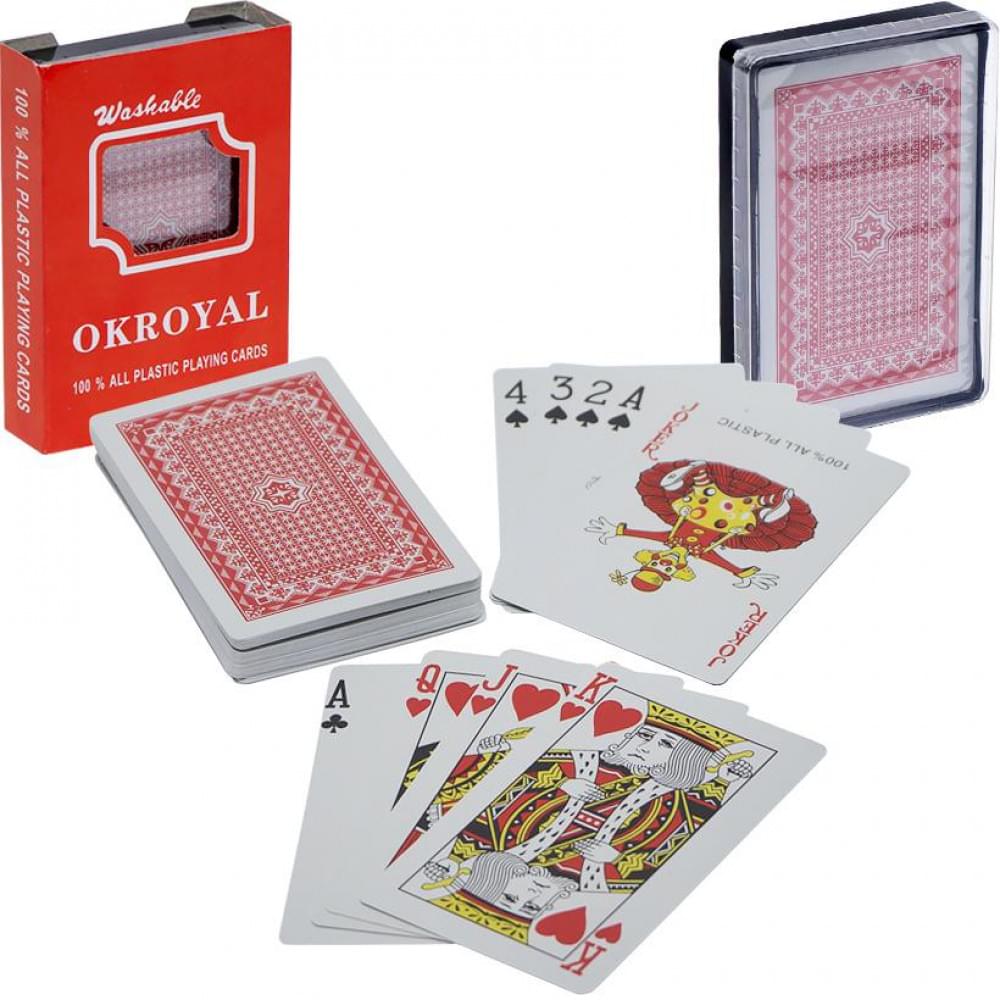 Карти гральні, пластикові "OKROYAL" 54 карти в колоді, у пластиковому футлярі/144/