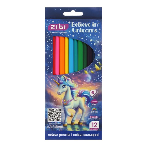 Олівці кольорові KIDS LINE Unicorn, 12 кольорів, трикутний корпус