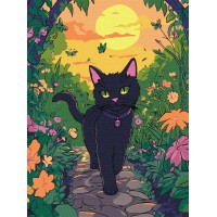 Картина за номерами для дітей Котик у саду Ideyka 30×40 см КНО6805