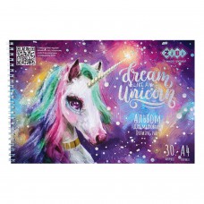 Альбом для малювання RAINBOW UNICORN, А4, 30 арк., 120 гм2, на пружині, бузковий, KIDS Line