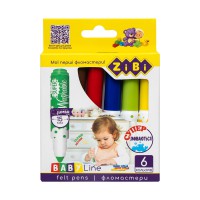 Фломастери Superwashable, 6 кольорів, Super Jumbo, Baby Line