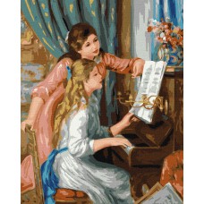 Картина за номерами  "дві дівчини за фортепіано" 40х50см кно2664