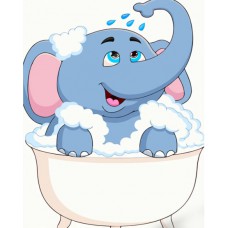 Картина за номерами слоник у ванній strateg розміром 30х40 см (ss6727)