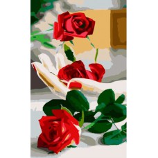 Картина за номерами  троянда на руці strateg розміром 50х25 см (ww018)