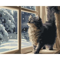 Картина за номерами "снігопад за вікном" 40х50см кно6550