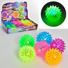 М'яч масажний 5, 5см, пискавка,(6 кольорів), світлові ефекти, /24ши в коробці 34, 5-6-22, 5см