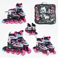 Роликові ковзани Best Roller, розмір 30-33, PU колеса, рожевий, 27405-S