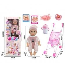 Іграшковий набір з лялькою 34см, візочок, аксесуари, лялька повторює слова, сміється 151D