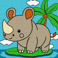 Набір для розпису по номерах для дітей 5+ Носоріг, Ideyka, 25x25 см, КНО9072