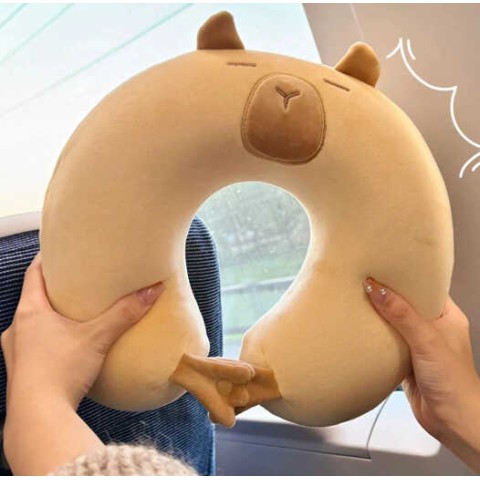 Подушка для подорожі Капібара, M17906, з ефектом пам’яті, на кнопці, знімний чохол