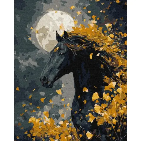 Картина за номерами Кінь і вітер з фарбами металік Ideyka 40×50 см КНО6836