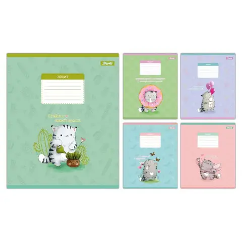 Зошити учнівські 12 аркушів коса лінія 1B Meow Cat, 25 шт. в упаковці