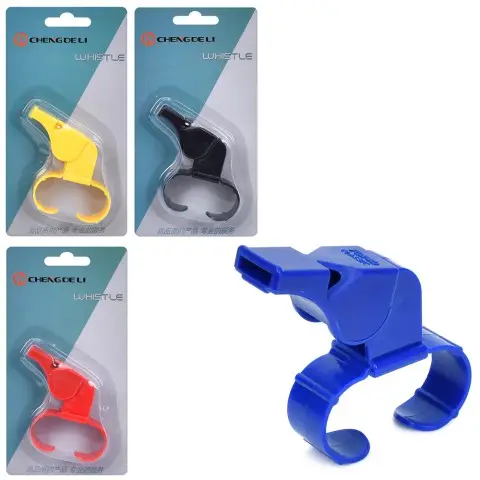 Свисток, 6x7x2 см, з кріпленням для пальців, пластик (В асортименті)